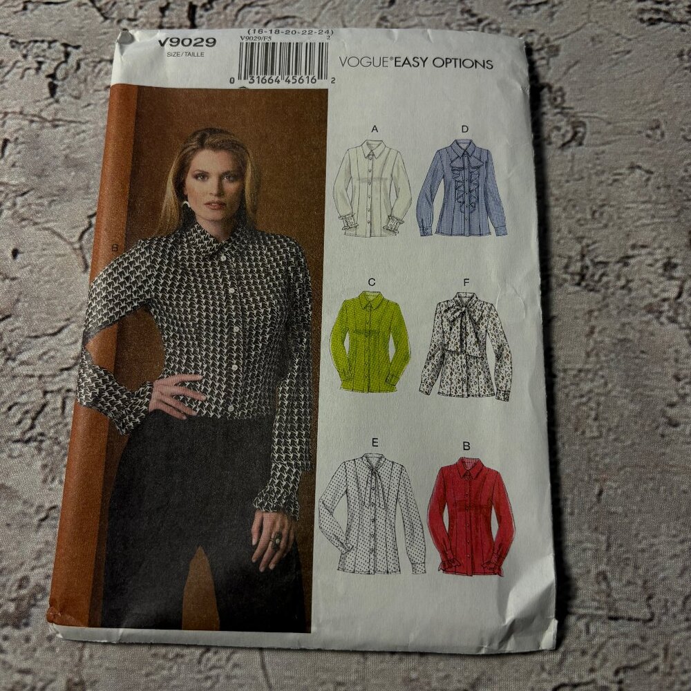 Vogue Easy Options Pattern V9029 FS for Misses' Blouse